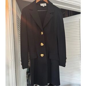 St. John Black Blazer with Gold Heart Buttons